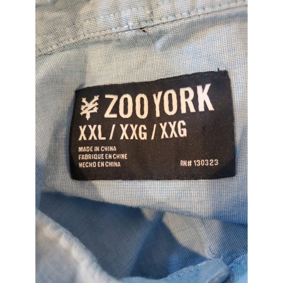 Zoo York Men's Size 2XL Button Up Shirt Blue Logo Pocket Collared - Picture 6 of 14